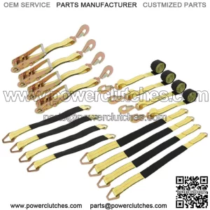 Car Tie Down Straps for Trailers with Snap Hooks, Ratchet Car Straps Yellow New