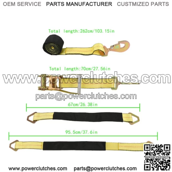 Car Tie Down Straps for Trailers with Snap Hooks, Ratchet Car Straps Yellow New - Image 4