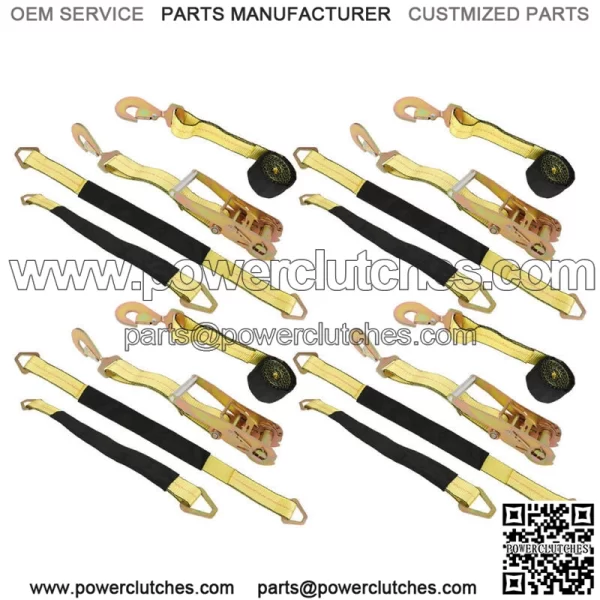 Car Tie Down Straps for Trailers with Snap Hooks, Ratchet Car Straps Yellow New - Image 5