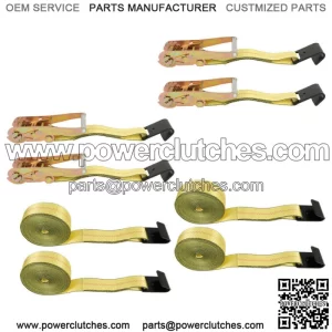 Flat Hook Ratchet Straps Heavy Duty Lashing Straps For Flatbed, Truck Yellow