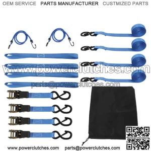 7pcs Ratchet Tie Down Straps C4 PKC 15 FT C 2,200 LB Break Strength Blue