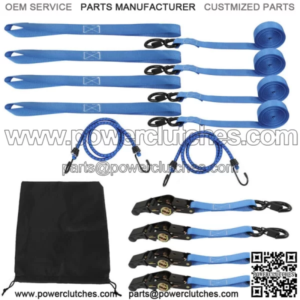 7pcs Ratchet Tie Down Straps C4 PKC 15 FT C 2,200 LB Break Strength Blue - Image 2