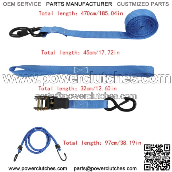 7pcs Ratchet Tie Down Straps C4 PKC 15 FT C 2,200 LB Break Strength Blue - Image 3