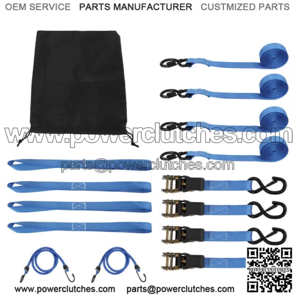 7pcs Ratchet Tie Down Straps C4 PKC 15 FT C 2,200 LB Break Strength Blue - Image 4