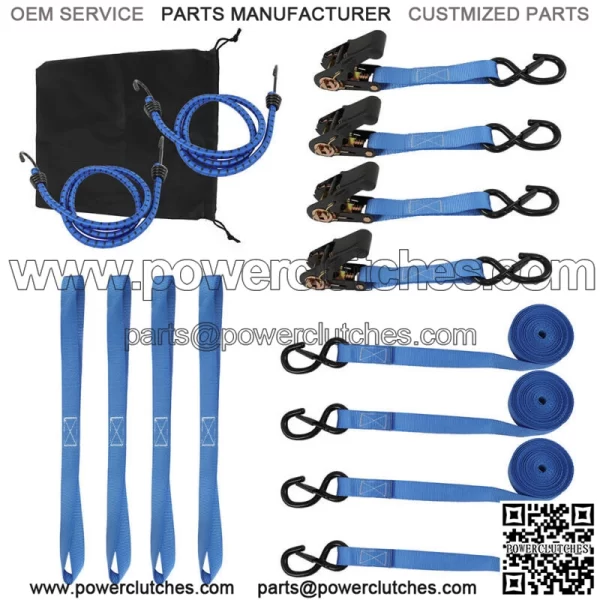 7pcs Ratchet Tie Down Straps C4 PKC 15 FT C 2,200 LB Break Strength Blue - Image 5
