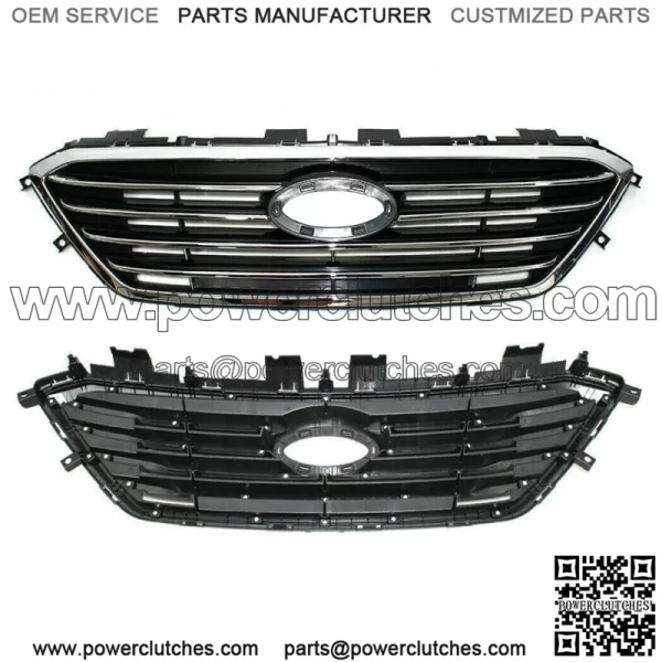 Front Bumper W/o Sensor Hole+Front Grille For Hyundai Sonata SE Standard 2015-17 - Image 2