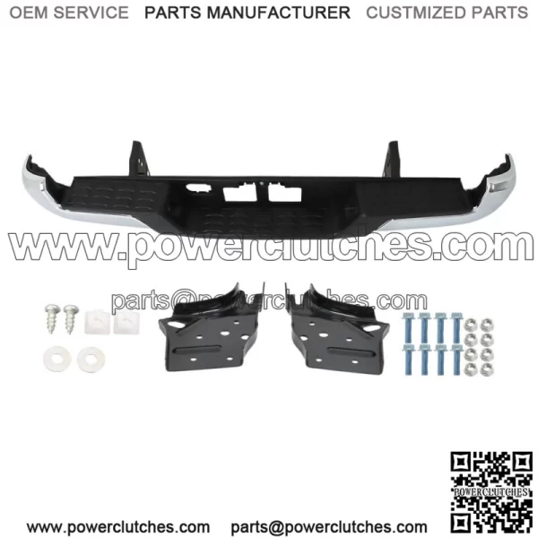 For 2016-2023 Toyota Tacoma Chrome Steel Rear Bumper Assembly W/o Sensor Holes - Image 2