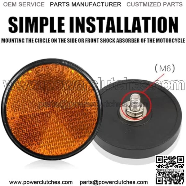 Pack of 10 Round Reflectors 2 Inch 60mm Reflective Warning Reflector M6 Screw Mount High Visibility Side Marker for Motorcycle Trailer Truck Boat Mailbox - Image 4