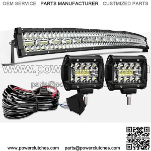 For Kawasaki Teryx 800 750 Mule 610 4010 Roof 50" LED Curved Light Bar + 4" Racks (For: More than one vehicle)