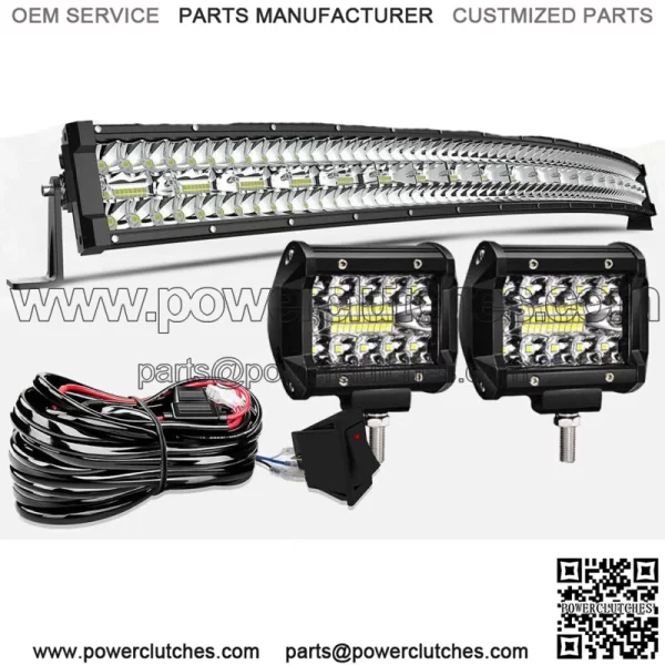 For Kawasaki Teryx 800 750 Mule 610 4010 Roof 50" LED Curved Light Bar + 4" Racks (For: More than one vehicle)