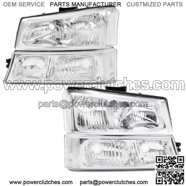Chrome Clear Corner Headlights + Bumper Signal Light Fits 03-06 Chevy Silverado (For: More Than One Vehicle)