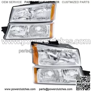 Fits 03-06 Chevy Silverado Chrome Headlight Turn Signal Light Bumper Left Right (For: More than one vehicle)