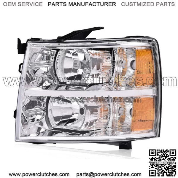 Fits 07-14 Chevrolet Silverado Driver's Headlight, Chrome Housing, Amber Corner (For: More Than One Vehicle)