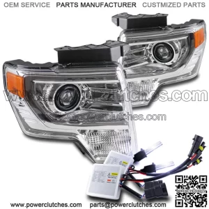 FOR 09-14 FORD F-150 CHROME PROJECTOR HEADLIGHT WITH HID 10K KIT FACTORY TYPE (For: Ford F-150)
