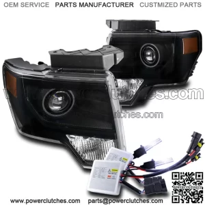 FOR 09-14 FORD F-150 BLACK PROJECTION BEAM HEADLIGHT WITH HID 10K KIT FACTORY TYPE (For: Ford F-150)
