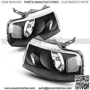 Pair of Headlights for Ford F-150 F150 2004-2008, Black Housing, Clear Lens, Bulbs, NEW (For: Ford F-150)