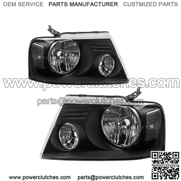 Black Housing for Ford F-150 F150 Headlights 2004-2008, Pair of Bulbs (For: Ford F-150)