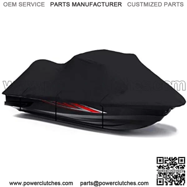 Black 600 Denier Jetski Cover Compatible for Yamaha FZR 2009 2010 2011 2012 2013 2014 2015 2016 Jet Ski PWC Cover - Image 2