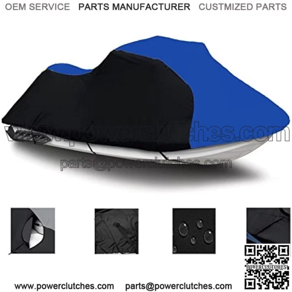 Black/Blue Heavy-Duty, 600 Denier Cover Compatible for Yamaha FZR 2009 2010 2011 2012 2013 2014 2015 2016 Jet Ski PWC Watercraft Cover - Image 2