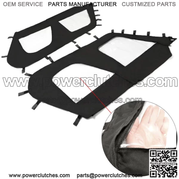NEW BLACK+CLEAR Soft Top Doors for 2012-2021 Kawasaki Teryx4 4-Seater UTV Models (For: Kawasaki Teryx4 800) - Image 3