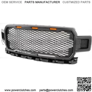 For Ford F150 Pickup Truck 2018 2019 2020 Hood Upper Mesh Grille + Amber LED Matte Black Lights (For: Ford F-150)