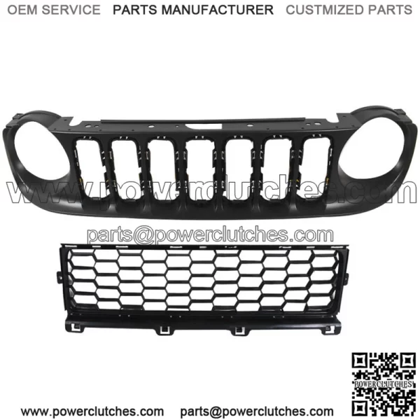 Replacement Black Bumper Upper & Lower Grille Grill For 2015-2019 Jeep Renegade