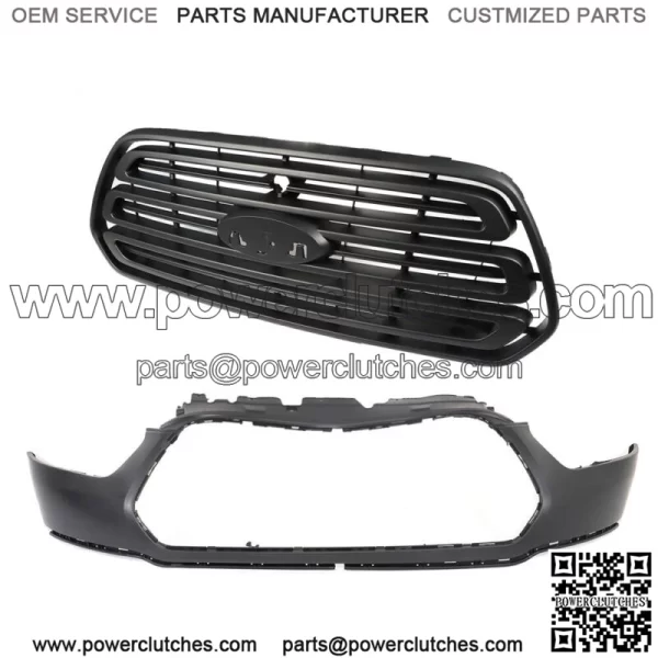 Front Bumper Upper Cover+Grille Black For 2015-2019 Ford Transit 150 250 350 - Image 3