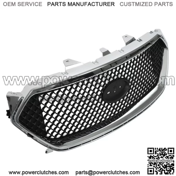 For 2013-2018 Ford Taur SHO Front Upper Grille Matte Black W/Chrome Trim - Image 2