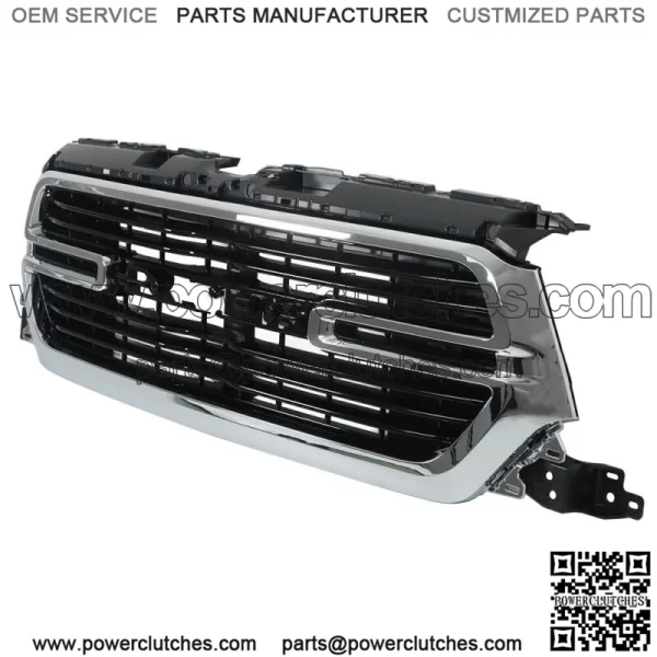Front Upper Grille For 2019-2022 Ram 1500 Chrome+Black Trim w/Grille Base - Image 3
