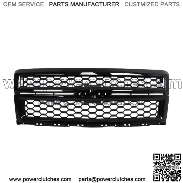 For 2014-2015 Chevrolet Silverado 1500 Front Bumper Upper Grille Gloss Black - Image 2