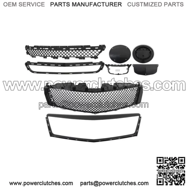 Front Upper Grill + Lower Grille + Outer Frame For 2013-2017 Cadillac XTS