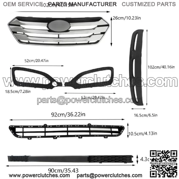 For Hyundai Santa Fe Sport 2013 14-2016 Front Grille Fog Light Bezels Set 5 Pcs - Image 3