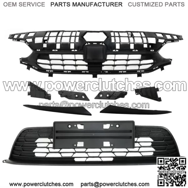 For 2022-2023 Honda Civic Front Bumper Upper&Lower Grill+Headlight Eyelid - Image 2