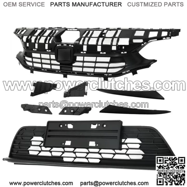 For 2022-2023 Honda Civic Front Bumper Upper&Lower Grill+Headlight Eyelid - Image 3