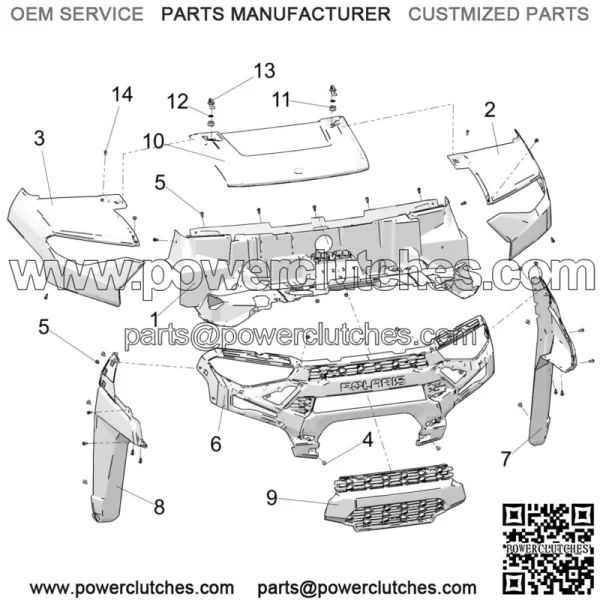 Polaris Basic Hood, Sagebrush Green,  OEM Part 5455125-560 - Image 2