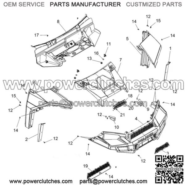 Polaris Center Access Hood,  OEM Part 5452379-498(For: Polaris) - Image 2