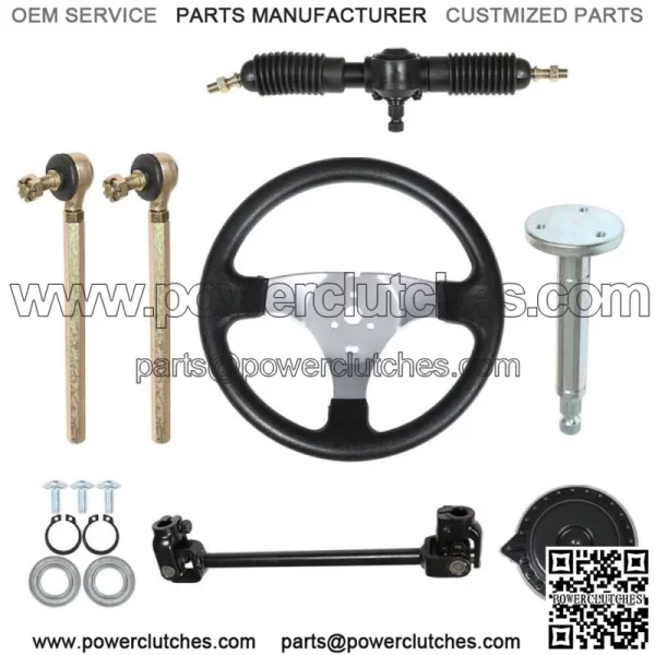 For 110cc Go Kart Cart Steering Wheel Kit Gear Rack Pinion Adjustable Shaft Set - Image 2