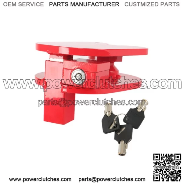 Steel ball lock with ring, galvanized and powder coated, color red