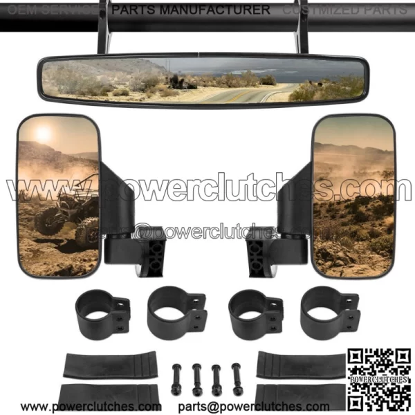 1.75" Side & Rear Mirror Kit for Polaris RZR 800 XP1000 900 Yamaha UTV USA (For: More Than One Vehicle) - Image 2