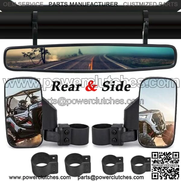 1.75" Rear & Side View Mirror Kit for Rhino Polaris Ranger Kawasaki Gator UTV (For: More Than One Vehicle) - Image 2