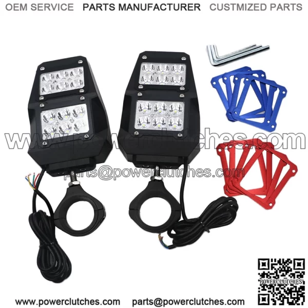 For UTV Polaris RZR 1.75"-2" Roll Cage Rear View Side Mirrors with LED Lights