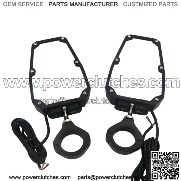 For UTV Polaris RZR 1.75"-2" Roll Cage Rear View Side Mirrors with LED Lights - Image 3