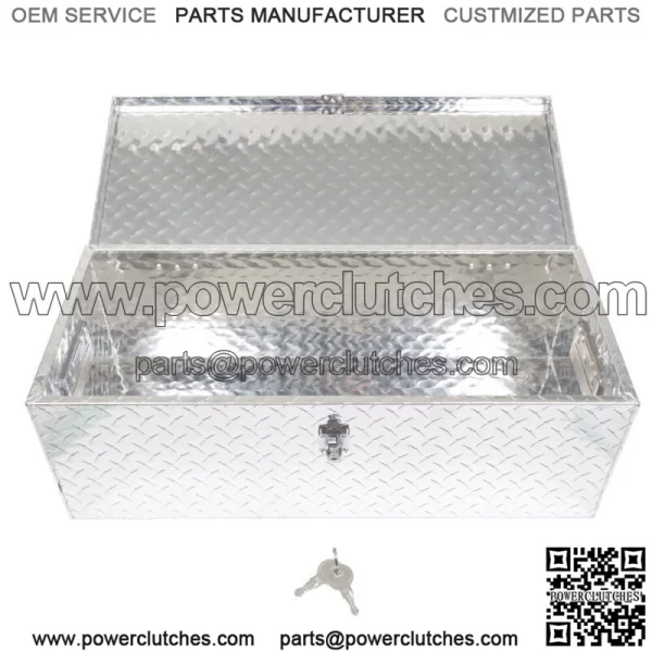30" x 13" Silver Aluminum Tool Box For Car Truck Pickup Trailer Trunk Storage - Image 4