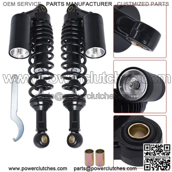 Black Pair Motorcycle Universal 12.5" 320mm Air Suspension Rear Shocks - Image 3