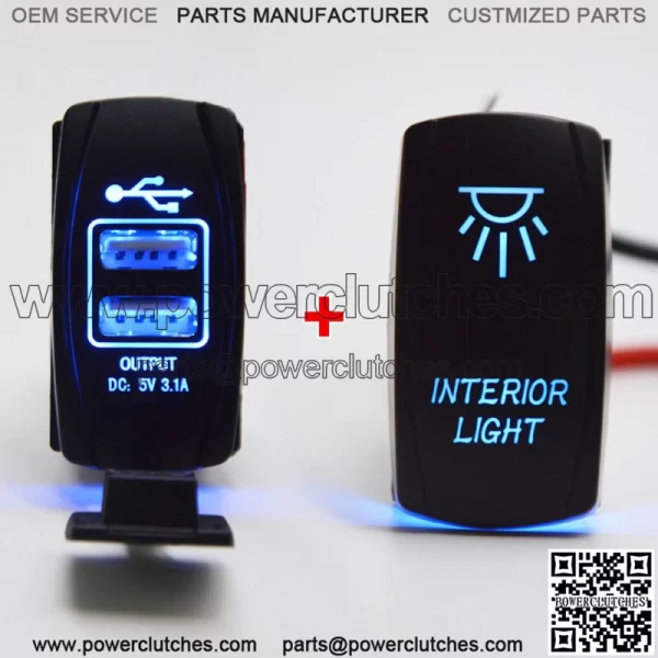 OUTPUT 5V 3.1A USB Charger + "INTERIOR LIGHT" Switch on UTV Dashboard (For: More than One Vehicle)