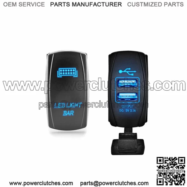 pcs Rocker Switch (LED Panel + USB Charger) 5Pin for Car ATV UTV (For: More than one vehicle)