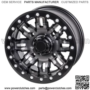 Tusk Teton Beadlock Wheel 15x10 5.0 + 5.0 Gun Metal/Black 4/156 Tread Pattern (For: Polaris)
