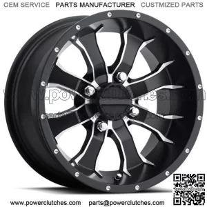 15x7 Raceline A77 Mamba UTV Satin Black Wheels with Machined Spokes 4x156 (5mm) (For: Polaris)