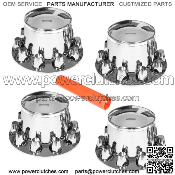 Set of 4 Rear Chrome Wheel Axle Hub Cover Kit Semi 33MM Nut Covers ABS Plastic