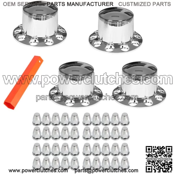 Set of 4 Rear Chrome Wheel Axle Hub Cover Kit Semi 33MM Nut Covers ABS Plastic - Image 2